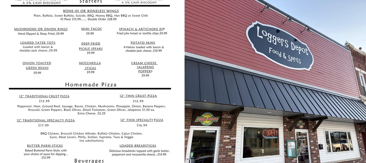 Logger's Depot Menu
