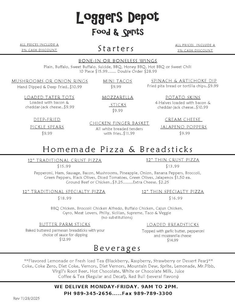 Logger's Depot Menu image 3