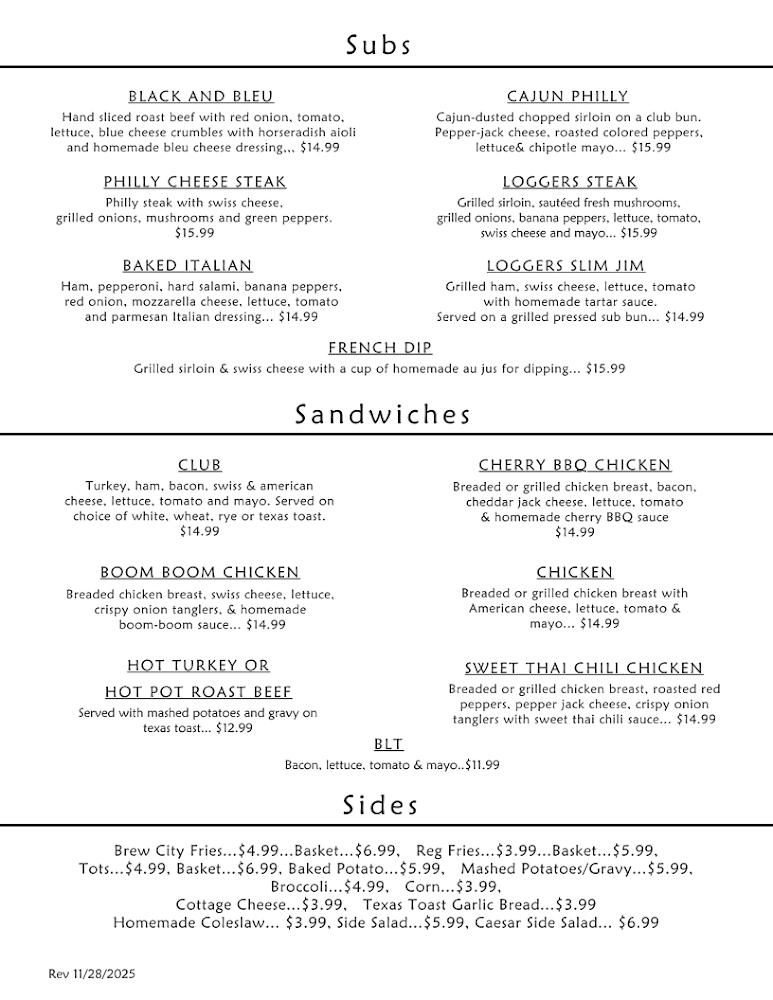 Logger's Depot Menu image 4